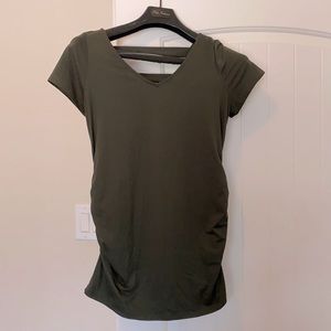 Maternity blouse. Olive colored, slits in the upper back, very comfy